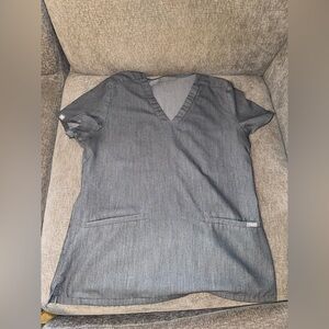 FIGS Gray V-Neck Scrub Top